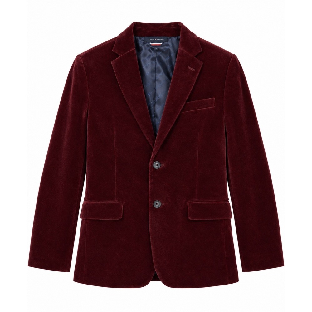 NEW Tommy Hilfiger Boys' 8-20 Velvet Sport Coat Dark Red Bordeaux